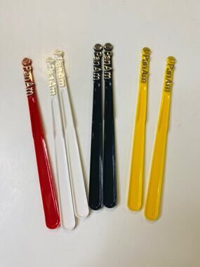 Lot of 7 1960s Pan Am Airline Swizzle Cocktail Sticks Stirrers 5.5" Assorted